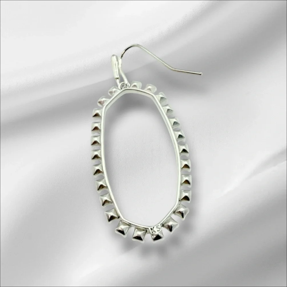 Kendra Scott Elle Open Frame Earring in Silver‎ Clear Cz. NEW